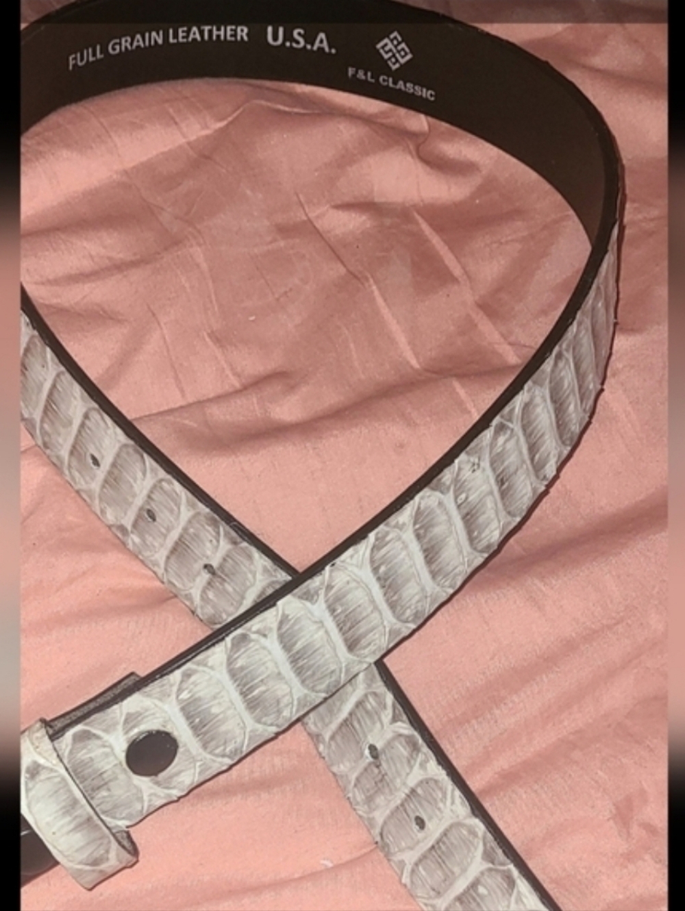 Custom Black & White Python Belt "40.5in Leather Length"